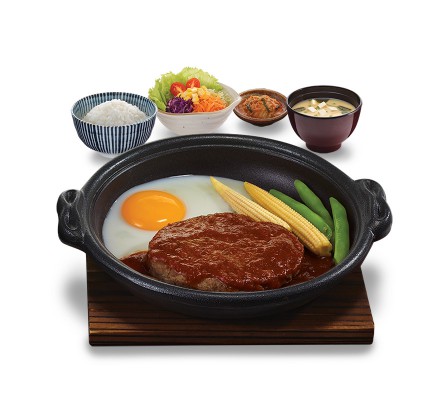 แฮมเบอร์เกอร์เนื้อกระทะร้อน